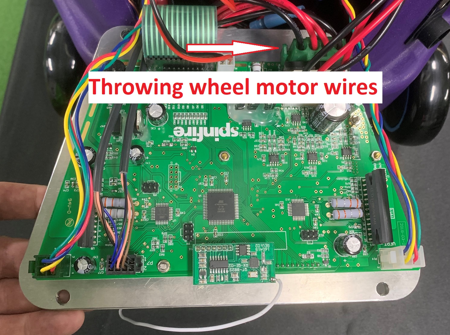Throwing wheel motor wires
