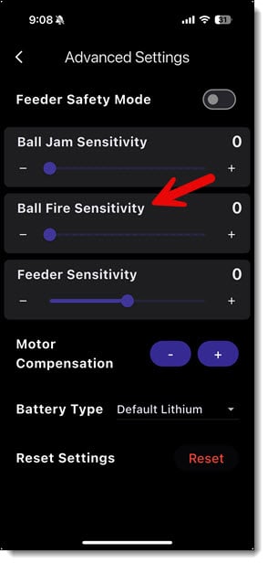 Ball Fire Sensitivity