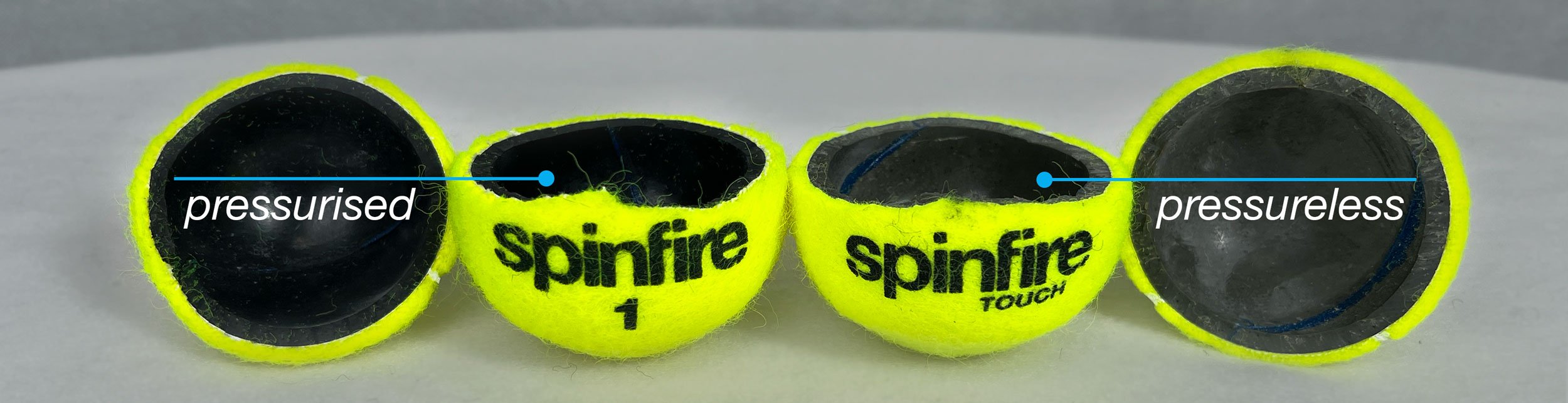 Pressurised vs Pressureless Tennis Balls Cut